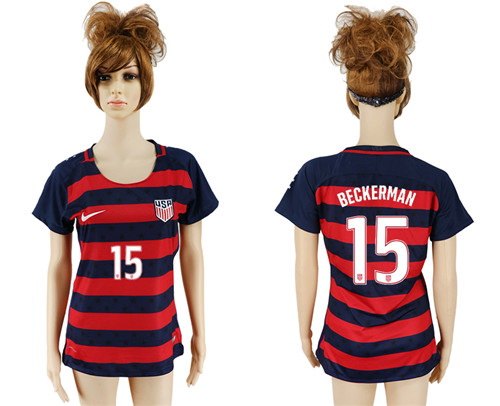 USA 15 BECKERMAN 2017 CONCACAF Gold Cup Away Women Soccer Jersey