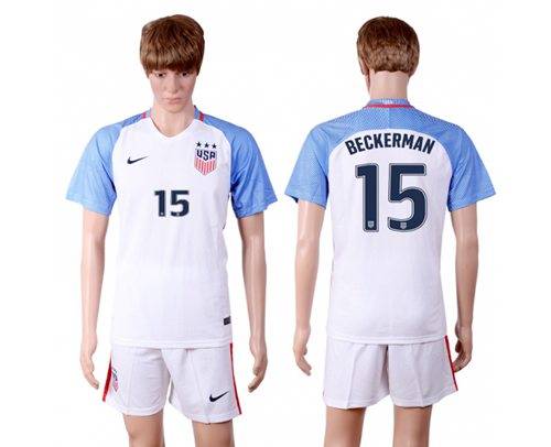 USA 15 Beckerman Home Three Star Soccer Country Jersey