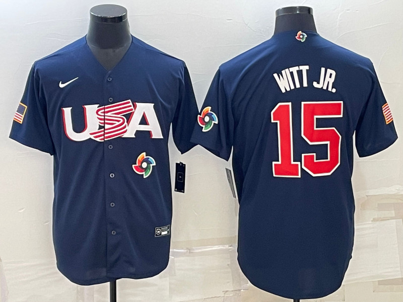 USA 15 Bobby Witt Black Nike 2023 World Baseball Classic Jersey