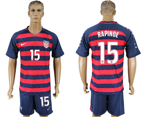 USA 15 RAPINOE 2017 CONCACAF Gold Cup Away Soccer Jersey