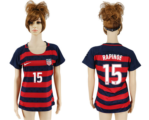 USA 15 RAPINOE 2017 CONCACAF Gold Cup Away Women Soccer Jersey