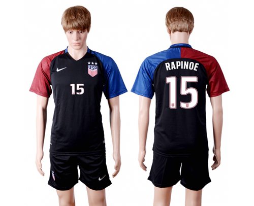 USA 15 Rapinoe Away Three Star Soccer Country Jersey