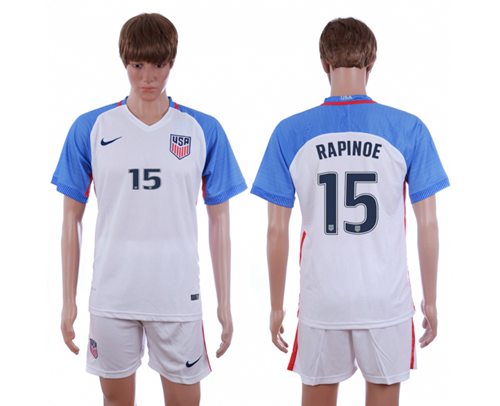 USA 15 Rapinoe Home Soccer Country Jersey