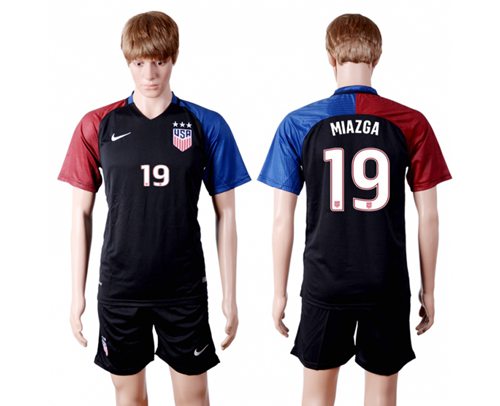 USA 19 Miazga Away Three Star Soccer Country Jersey