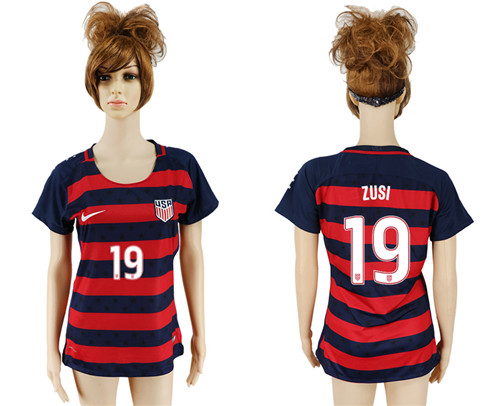 USA 19 ZUSI 2017 CONCACAF Gold Cup Away Women Soccer Jersey
