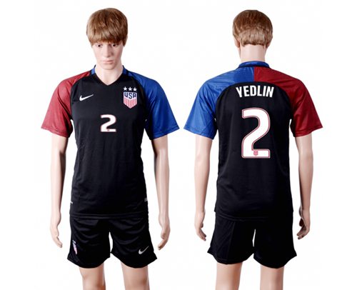 USA 2 Yedlin Away Three Star Soccer Country Jersey