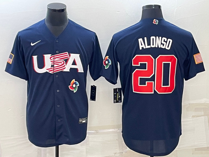 USA 20 Pete Alonso Black Nike 2023 World Baseball Classic Jersey