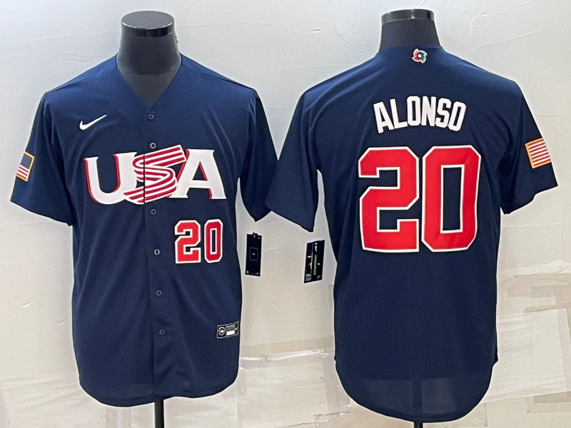 USA 20 Pete Alonso Black Nike 2023 World Baseball Classic Jerseys