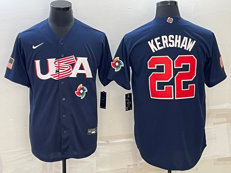 USA 22 Clayton Kershaw Black Nike 2023 World Baseball Classic Jersey