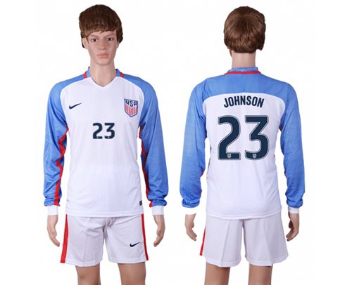 USA 23 Johnson Home Long Sleeves Soccer Country Jersey