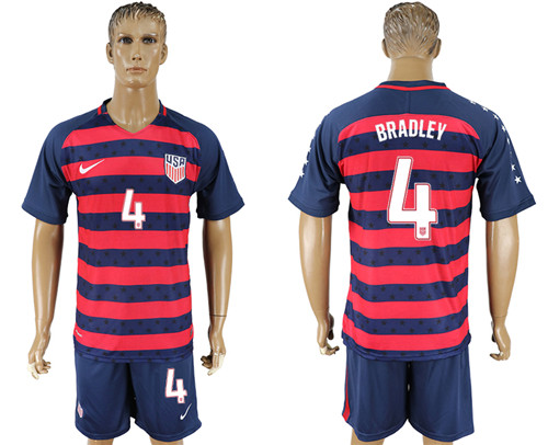 USA 4 BRADLEY 2017 CONCACAF Gold Cup Away Soccer Jersey