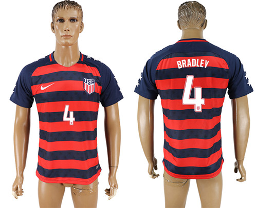 USA 4 BRADLEY 2017 CONCACAF Gold Cup Away Thailand Soccer Jersey