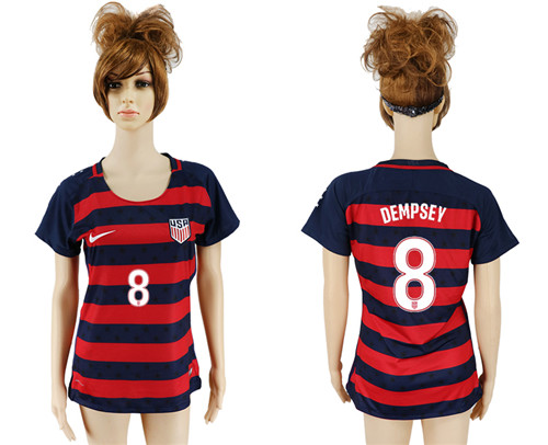 USA 8 DEMPSEY 2017 CONCACAF Gold Cup Away Women Soccer Jersey