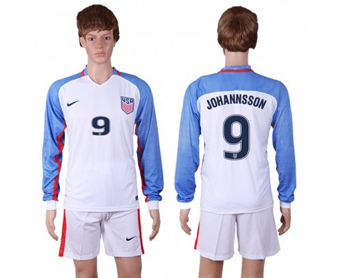 USA 9 Johannsson Home Long Sleeves Soccer Country Jersey