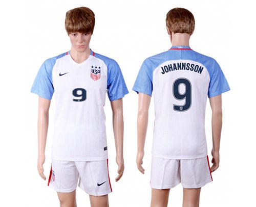 USA 9 Johannsson Home Three Star Soccer Country Jersey