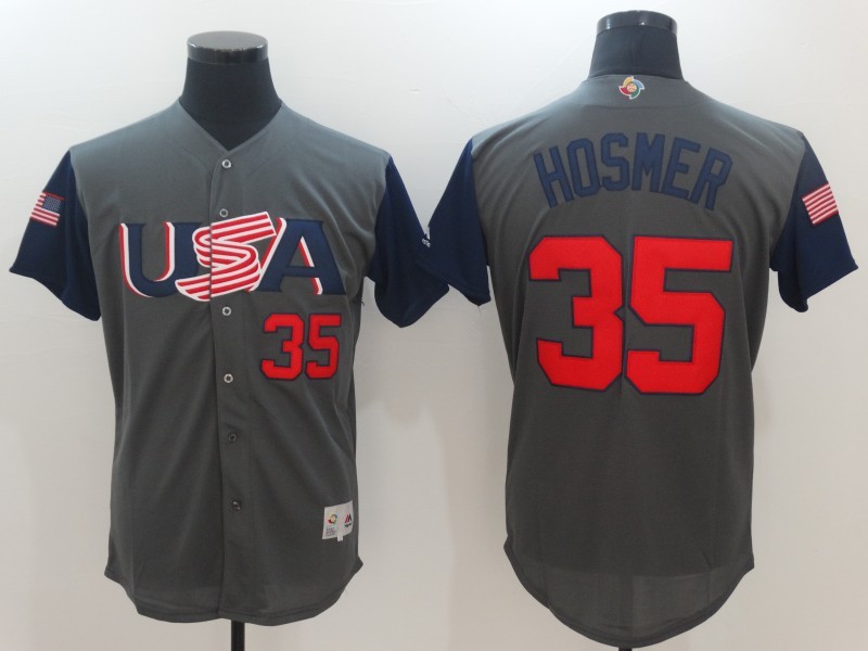 USA Baseball 35 Eric Hosmer Majestic Gray 2017 World Baseball Classic Authentic Jersey