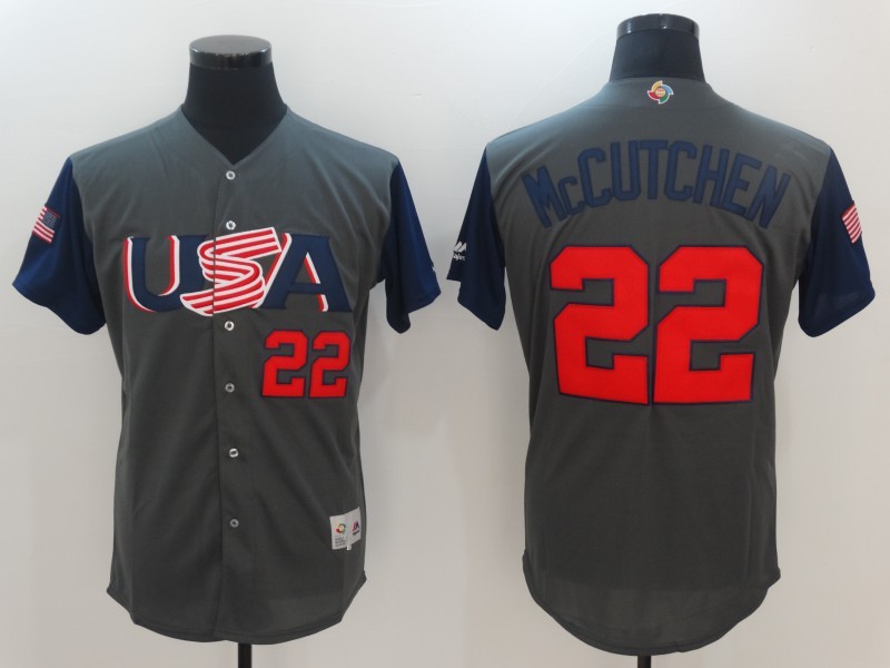 USA Baseball Majestic 22 Andrew McCutchen Gray 2017 World Baseball Classic Authentic Team Jersey