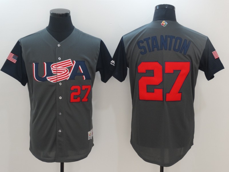 USA Baseball Majestic 27 Giancarlo Stanton Gray 2017 World Baseball Classic Authentic Team Jersey