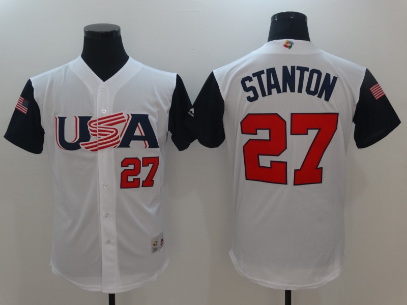 USA Baseball Majestic 27 Giancarlo Stanton White 2017 World Baseball Classic Authentic Team Jersey