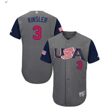 USA Baseball Majestic 3 Ian Kinsler Gray 2017 World Baseball Classic Authentic Team Jersey