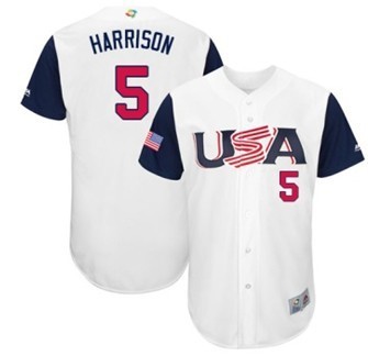 USA Baseball Majestic 5 Josh Harrison White 2017 World Baseball Classic Authentic Team Jersey