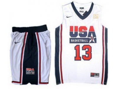 USA Basketball Retro 1992 Olympic Dream Team White Jersey & Shorts Suit #13 Chris Paul