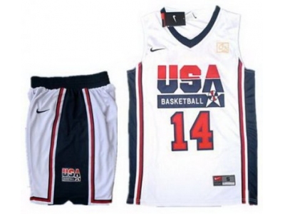 USA Basketball Retro 1992 Olympic Dream Team White Jersey & Shorts Suit #14 Charles Barkley