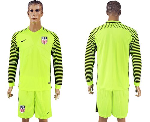 USA Blank Green Long Sleeves Goalkeeper Soccer Country Jersey