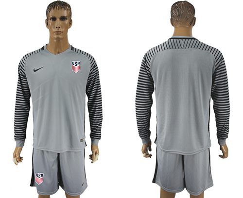 USA Blank Grey Goalkeeper Long Sleeves Soccer Country Jersey