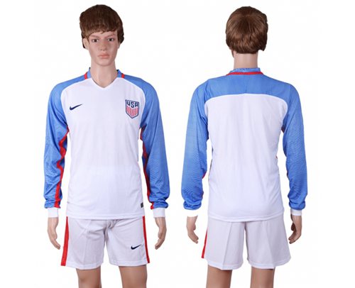 USA Blank Home Long Sleeves Soccer Country Jersey