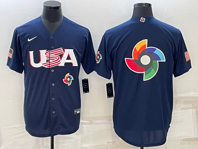 USA Blank Navy Nike 2023 World Baseball Classic Jerseys