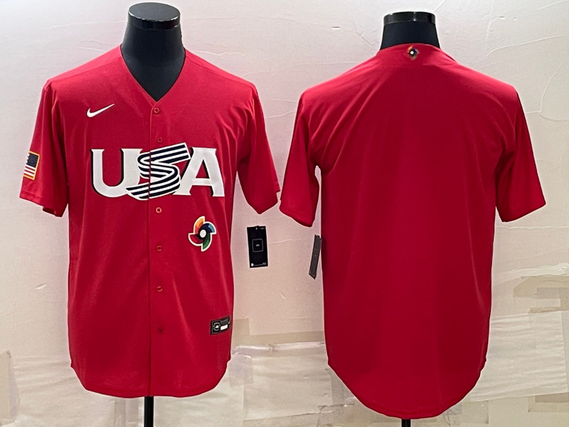 USA Blank Red Nike 2023 World Baseball Classic Jerseys
