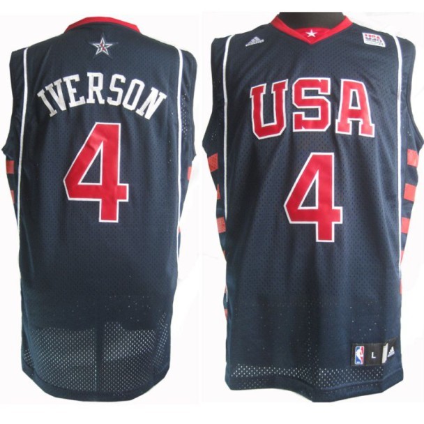 USA Dream 4 Allen Iverson Soul Swingman Stitched Blue Jersey