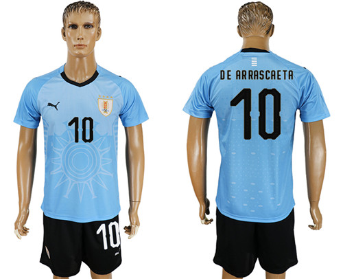 Uruguay 10 DE ARRASCAETA Home 2018 FIFA World Cup Soccer Jersey