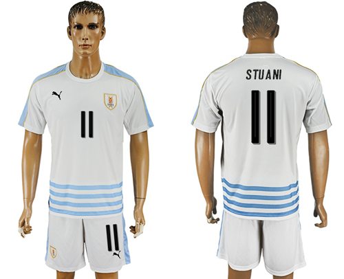 Uruguay 11 Stuani Away Soccer Country Jersey
