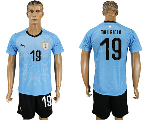 Uruguay 19 MAURICIO Home 2018 FIFA World Cup Soccer Jersey