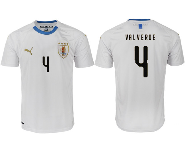 Uruguay 4 VALVERDE Away 2018 FIFA World Cup Thailand Soccer Jersey