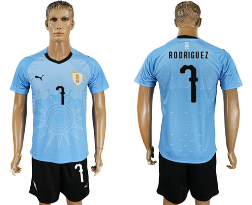 Uruguay 7 RODRIGUEZ Home 2018 FIFA World Cup Soccer Jersey