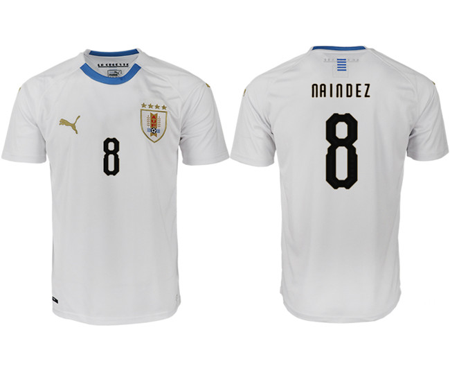 Uruguay 8 NAINDEZ Away 2018 FIFA World Cup Thailand Soccer Jersey