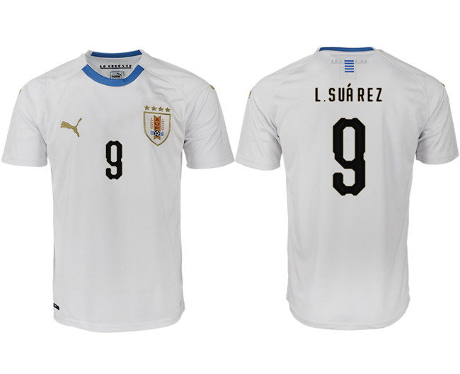 Uruguay 9 L.SUAREZ Away 2018 FIFA World Cup Thailand Soccer Jersey