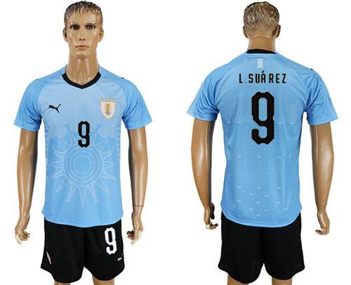 Uruguay 9 L.SUAREZ Home 2018 FIFA World Cup Soccer Jersey