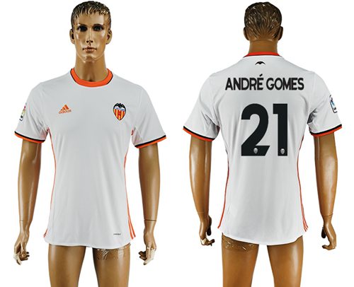 Valencia 21 Andre Gomes Home Soccer Club Jersey