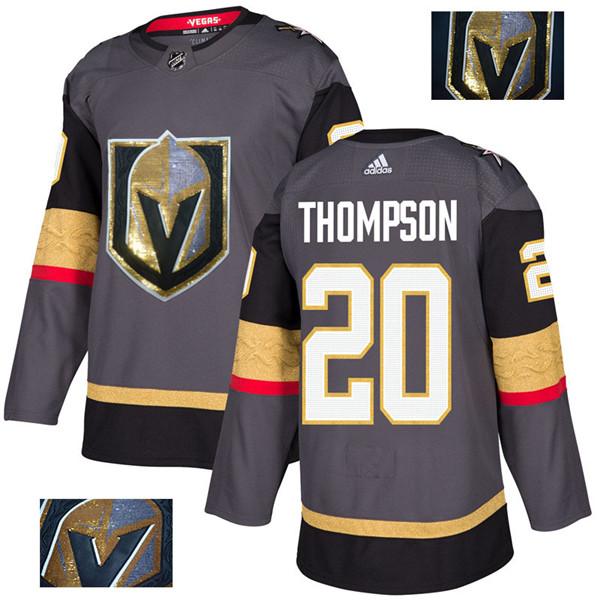 Vegas Golden Knights 20 Paul Thompson Gray With Special Glittery Logo  Jersey
