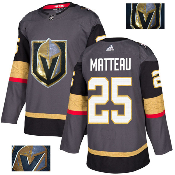 Vegas Golden Knights 25 Stefan Matteau Gray With Special Glittery Logo  Jersey