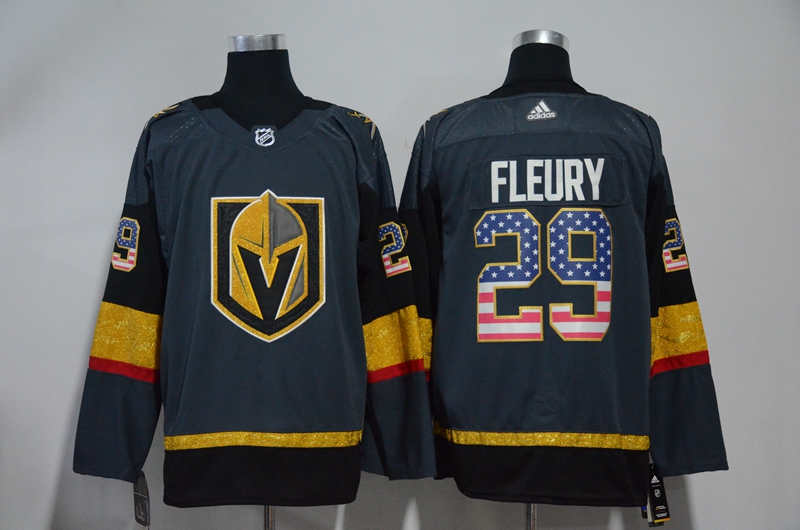 Vegas Golden Knights 29 Marc Andre Fleury Gray USA Flag  Jersey