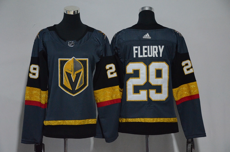 Vegas Golden Knights 29 Marc Andre Fleury Gray Women  Jersey