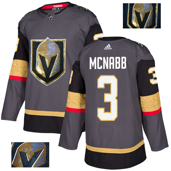 Vegas Golden Knights 3 Brayden Mcnabb Gray With Special Glittery Logo  Jersey