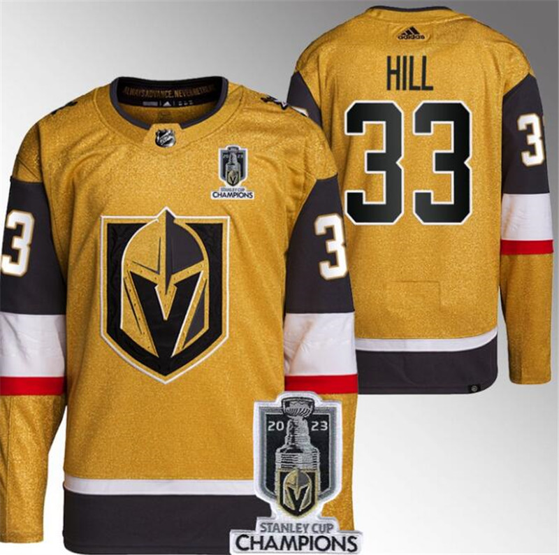 Vegas Golden Knights 33 Adin Hill Gold 2023 Stanley Cup Champions Adidas Jersey