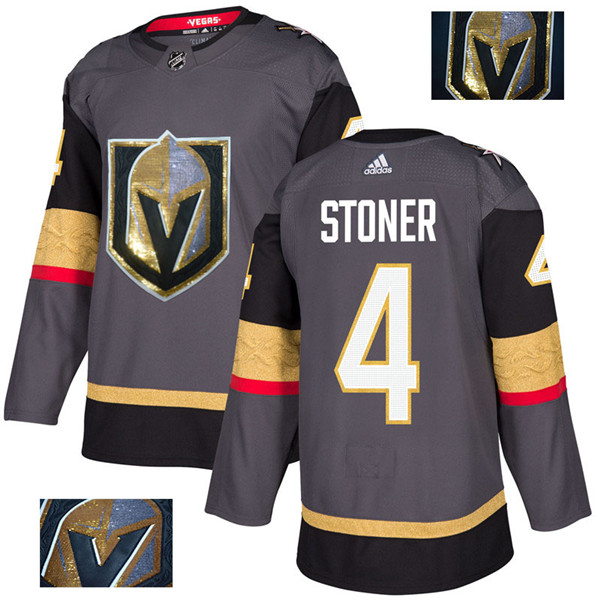 Vegas Golden Knights 4 Clayton Stoner Gray With Special Glittery Logo  Jersey
