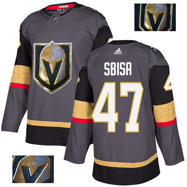 Vegas Golden Knights 47 Luca Sbisa Gray With Special Glittery Logo  Jersey